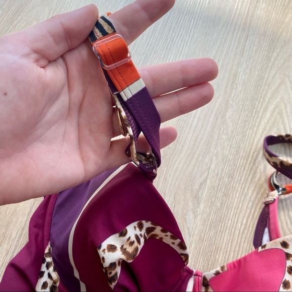 Rasurel Pink & Purple LOVE Animal Print Swimsuit | Color Block | Size 4 B Cup - Picture 3 of 4